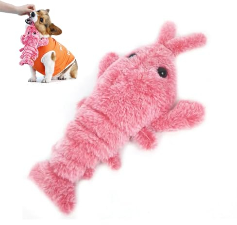 LUCKKY Plush Jumping Shrimp Faux Lobster, Interaktives Katzen- und Hundespielzeug, Zappelnder Hummer Für Hunde, Elektrische Plüsch Hummer Interaktives Katzenspielzeug Haustier Kauspielzeug