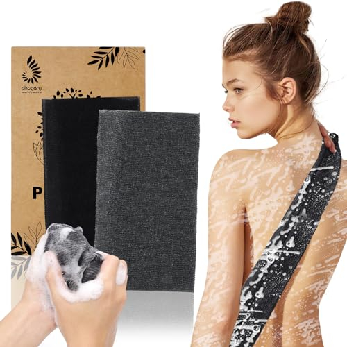 PHOGARY Rückenschrubber, 2 Stück Peeling Schwamm Waschlappen Loofah für Dusche, Duschschwamm Körper, Nylon Peeling Schwamm für Männer & Frauen, Rückenwaschgurt Back Scrubber, Sehr & Mittel Grob
