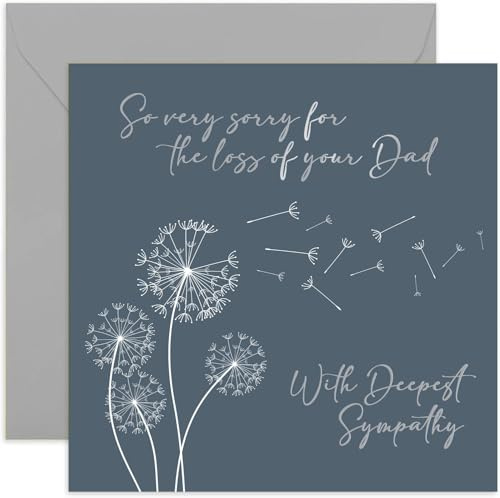Sorry For The Sad Loss of Your Dad Sympathy Card - Dandelion Condolences Card - Sorry Mourning Bereavement Cards for Adults - Thinking of You Cards | Blank Inside