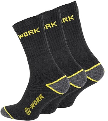 Clossy London 3 pairs Men's work socks Heavy Duty thick chunky Size 6-11 Breathable Cushion Comfortable for Multipack Performance Hiking Walking Athletic sock