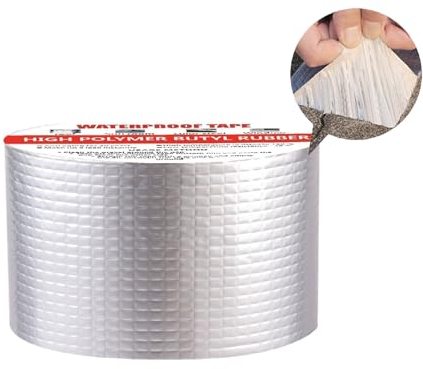 SopimusZ 5CM*5M Wasserdichtes Klebeband Dichtungsband Selbstklebend, Dichtband dusche,Butylkautschuk ​Aluminiumfolie dichtband,für Dachleckage, Oberflächenriss, Fensterbankspalt, Rohrbruch