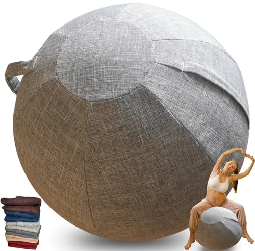 Protective Cover For Exercise Ball 55cm 65cm, Ball Chair Covers, Foldable Seat Balls Fabric Cover Lightweight Yoga Ball Cover Sitting Ball Covers With Handle Puncture Dust Cover ( Color : Grey , Size