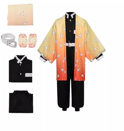 Koongso Adults Tanjirou Anime Cosplay Costume, Mens Womens Tanjirou Kimono Cosplay Outfit Anime Uniform Accessories