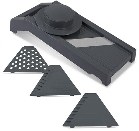 Culinare Mandoline Multi-lames, Trancheuse de Légumes, Hachoir à Fromage et Râpe, 4 Lames Interchangeables, Protège-doigts, Base Antidérapante