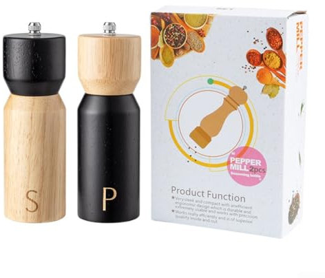 HEIBTENY Moulin à poivre en bois naturel pour moudre le poivre et récipient de rangement pour sel de mer ou poivre Emballage exquis Broyage rapide et uniforme des grains de poivre Moulin à poivre en