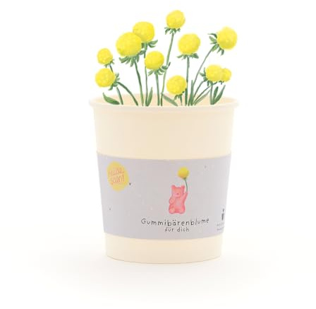Gummibärenblumen-Anzuchtset als lustiges Geschenk | Anzuchtbecher mit Gummibären-Saatgut, Kokos-Quelltablette & Anleitung | Nachhaltige Geschenkidee für Geburtstage, Aufmunterung & Dankeschön
