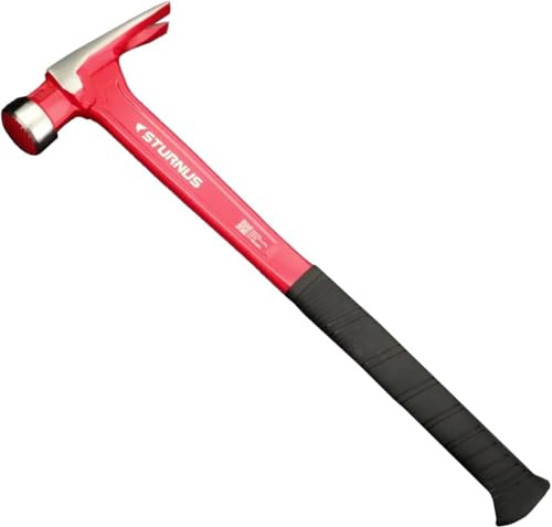Sturnus - Martillo de garra de velocidad de 13 onzas, color rojo, 13 onzas, aluminio ligero y ergonómico, de grado profesional con agarre antivibración (cara fresada, mango largo)