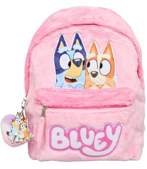 Bluey sac à dos pour enfants - Sacs d'école doux et moelleux - Clé de bingo - Sac de voyage réglable - Rose