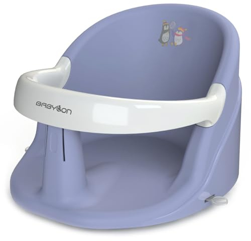 BABYLON Seggiolino Bagnetto Neonato Nemo – Seggiolino Bagnetto con 4 Ventose Antiscivolo, Supporto Bagnetto Neonato da 6 Mesi, Seggiolino per Doccia e Vasca, viola/bianco