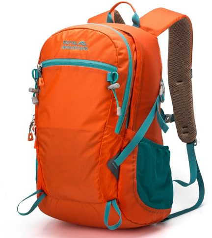 Lightweight Hiking Backpack, 30L Women/Men Waterproof Travel Rucksack Bag with Rain Cover, Outdoor Small Foldable Daypack for Student, Fit for 15.6 inch Laptop (Orange, 30l)