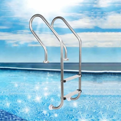 Poolstege, Pooler nedgrävd stege stativ ledstång, rostfria halkfria pedaler pooltrappa, enkel att installera och klättra på för inomhus-/utomhuspooler(2-step,1.0mm)