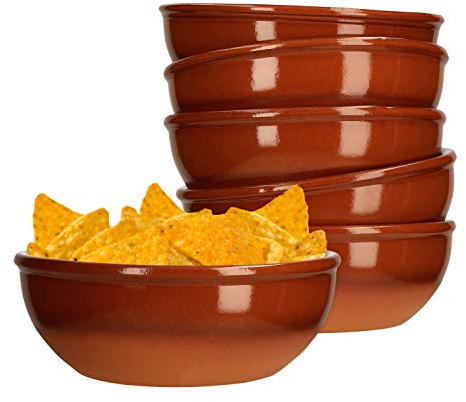 MamboCat Set de 6 bols de service en argile Diamètre : 12,5 cm - Taille S 6 bols en argile Vaisselle médiévale méditerranéenne Fabrication artisanale de qualité supérieure - Émaillée