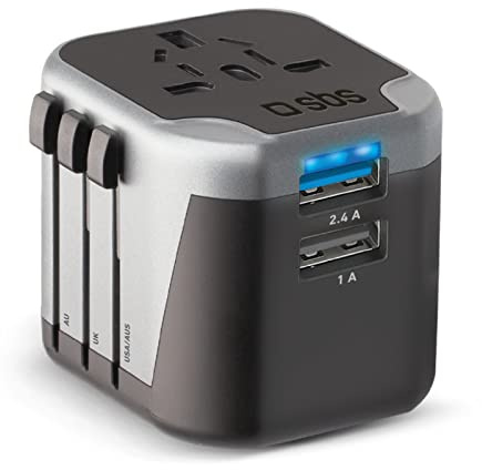 SBS universell reseadapter med EU-, Storbritannien, ES- och av-kontakter, internationella kontakter används i över 150 länder över hela världen, snabb laddning av smartphones och surfplattor