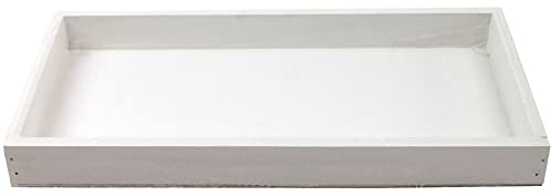Vassoio da portata in legno, 30 x 15 cm, colore bianco, piatto decorativo allungato come ciotola rettangolare per decorazione natalizia, piccolo vassoio come moderno corona dell'Avvento, portacandele