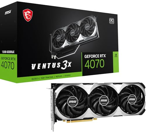 MSI GeForce RTX 4070 Ventus 3X 12G OC Grafikkarte - RTX 4070 GPU, 12GB GDDR6X (21Gbits/192 Bit), PCIe 4.0-2 x TORX Fan 4.0 - HDMI 2.1a, DisplayPort 1.4a