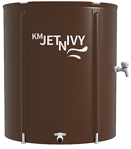 KMJETNIVY Regentonne, zusammenklappbares Regenwassersammelsystem, tragbarer Wasserspeicher, Gartenwasserauffangbehälter (Braun, 50 g)