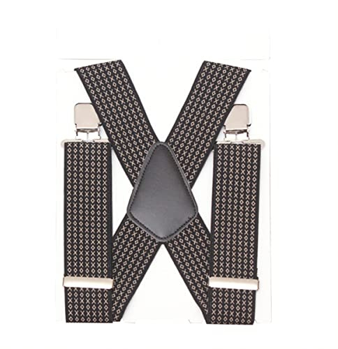 Aulola Bretelles élastiques réglables et résistantes de 50 mm de large avec 4 clips métalliques solides, taille unique, pour homme et femme, style X, Jacquard, taille unique