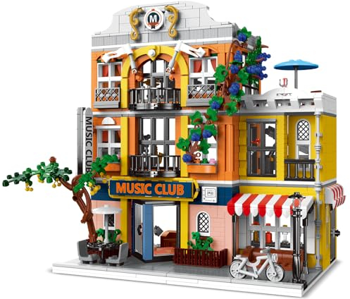 RuiDaXiang Music Clubs Architecture Building Kit,3 Levels Clubs Model Building Blocks Toy with LED Lights,for Teen,Adult（1683 Pieces）