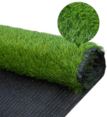 Nisorpa Kunstrasenteppich Outdoor 2x3m, Kunstrasen 30 mm Höhe, Wasserdurchlässiger Plastikrasen Rolle für Draußen, Künstlicher Rasenteppich für Balkon, Garten,Terrasse, Grün