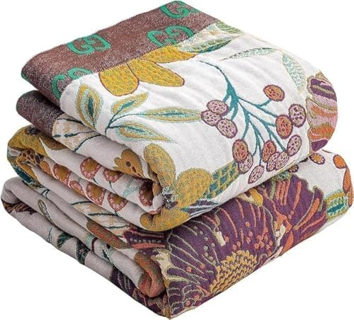 HOORDRY Manta rústica bohemia, 100 % algodón, suave, vintage, decoración floral de granja, manta reversible para sofá y regalo, 150 x 200 cm para todas las estaciones, color blanco
