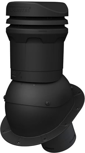 Parotec Cheminée de purge DN 125 mm – Bas 325 mm – Aérateur de toit passif pour toit plat/tôle trapézoïdale / tuiles à double feuillure – Aération de toit | Tuile de ventilation – RAL 9005 Noir
