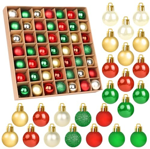 DERAYEE Boule de Noël Rouge, Vert,Argenté et Doré,49PCS Décoration Sapin de Noël，Kit Décoration Noel avec Boucle de Suspension