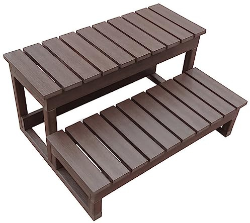 FLFLF Scaletta antiscivolo per vasca idromassaggio a 2 livelli con corrimano, resistente scala per vasca da bagno all'aperto, piscina, giardino e cortile, design antiscivolo resistente alle intemperie