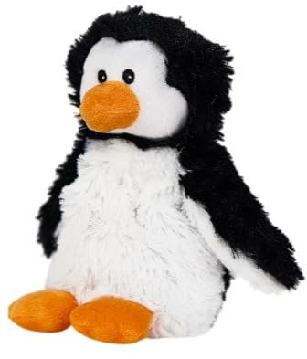 Warmies Peluche pinguino bianco e neroin formato mini, completamente riscaldabile nel microonde, da raffreddare nel congelatore o riscaldare nel microonde, cuscinetto riscaldante morbido