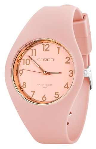 AOOSU Relojes para Mujer, Relojes de Pulsera de Cuarzo analógico para Mujer con Suave Correa de Silicona Esfera Grande Resistente al Agua Fácil de Leer Regalo para Mujeres y Niñas