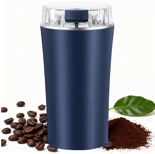 Electric Coffee Bean Grinder, Coffee Spice Grinder, 300W Nut Electric Grinders with 304 Stainless Steel Blades, One Touch Operation for Coffees Mill Home Use or Kitchen (Blue)