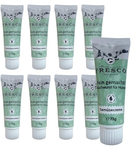 FRESCO Dog Fein Gemacht! Gemüsecreme Hunde Tube | Vegan mit frischen Kartoffeln, Apfel, Karotten & Pastinaken | Premium Hundeleckerli getreidefrei | 9 x 75g | Aus Deutschland