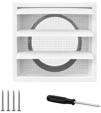 Tumble Dryer Vent Cover and Extractor Fan Vent Cover, 100mm Gravity Grille with Fine Mesh Screen, External Wall Ventilation Cover for Home Exhaust and Airflow