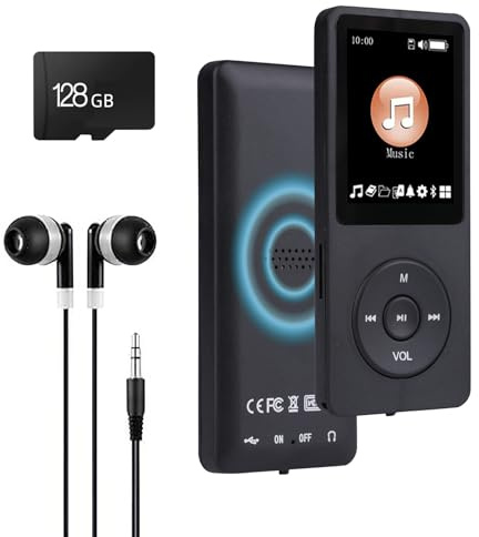 MP3 Player with Bluetooth 5.2 HiFi Sound, with Built-in Speaker/FM Radio/Voice Recorder/E-Book, Lossless Sound Multifunctional Mini Design Ideal for Sport Running (Earphones Included)
