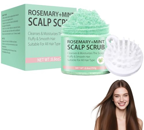 KUIRUNRX® Gommage 2 en 1 pour Cuir Chevelu, Exfoliante para el Cuero Cabelludo con Romero, Champú Exfoliante con Masajeador, Tratamiento Nutritivo y Purificante, Elimina Residuos y Suciedad, 250 g