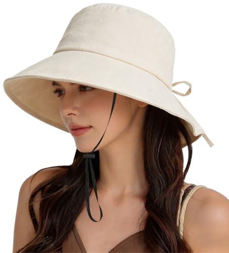 Zasjon Chapeau Anti UV Femme Soleil pour la Randonnée et la Mer, Beige