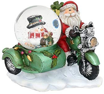 Dekohelden24 - Palla di neve piccola, con moto sidecar verde, 8 x 9 x 7,5 cm (L x P x A), sfera con 4,5 cm di diametro