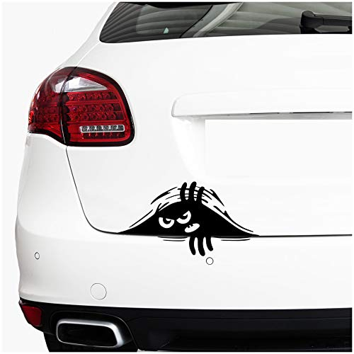 3D Peeking Monster Aufkleber Sticker 21x11 cm für Auto Kfz Kofferraum Heckklappe Autoscheibe Laptop Funsticker Selbstklebend Waschstraßenfest K140 (Schwarz Glanz)