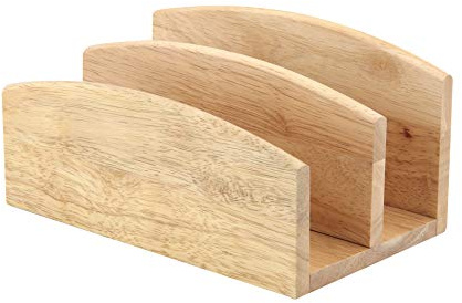 apollo THE HOUSEWARES BRAND RB Letter Rack PLAIN | Stand, Paper Post and Document, Gift Idea, Home Office Décor, Desk File Storage, Twin Slots, Two Compartments, Natural