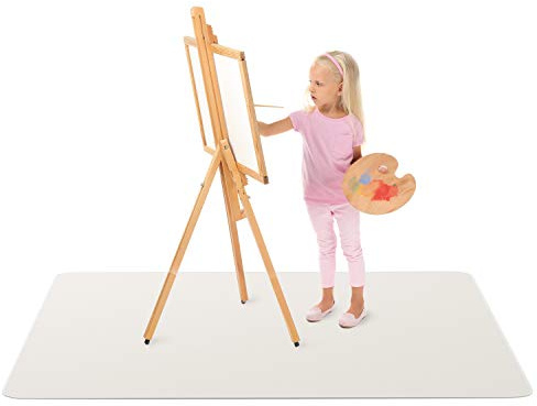 MonsterMat Extra stor vattentät stänkmatta – 152 cm x 152 cm super jumbo matta för golv- och bordsskydd, tvättbar matta för konst, hantverk, målning och lektid (grå) (grå)