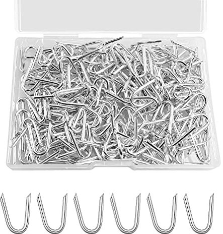 200 PCS Galvanised Netting Staple U Nail, 20 mm Staple U Nail with Plastic Box U Nails Fencing Staples Wire Netting Staples Heavy Duty Netting Staples for Garden(180g)