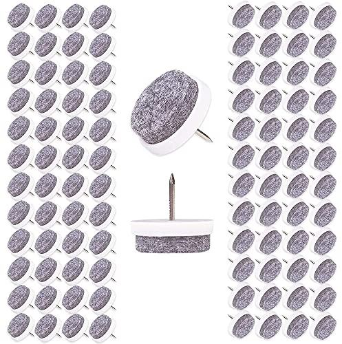 CENPEK 100Pcs Felt Glider Nail, Diameter 24 mm (White), Professional Furniture Glider/Chair Glider Felt for Nail, White
