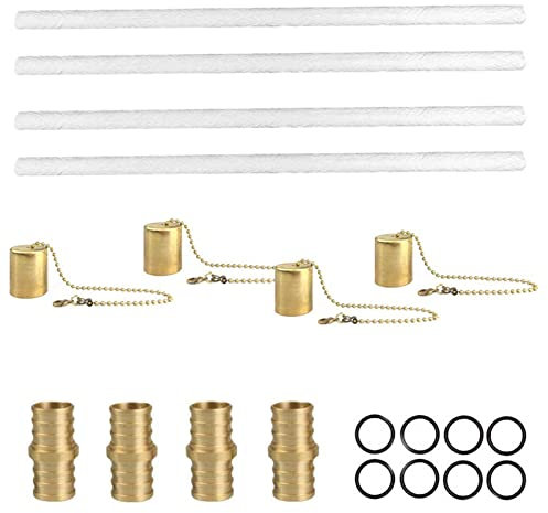 Hongjingda 5 antorcha citronela | Luces para antorchas Patio al Aire Libre | El Juego antorchas Mesa Contiene 4 antorcha Larga duración, Cubierta lámpara Cobre y Soporte Mecha latón