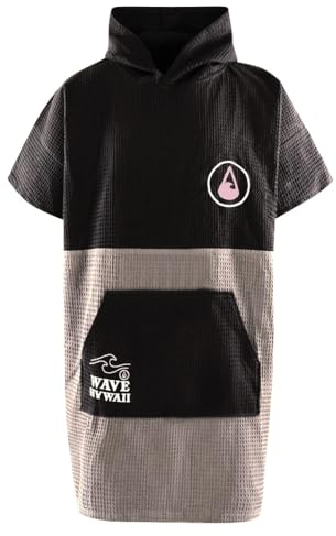 WAVE HAWAII Bade-Poncho Damen & Herren EL Yaque | Größe S/M, 155-185cm I 100% Baumwolle Surf-Poncho Erwachsene | Travel Handtuch mit hoher Wasserabsorption | Umziehhilfe Strand Erwachsene