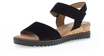 Gabor Damen Keilsandalen, Frauen Sandalen,Moderate Mehrweite (G),Wedge-Heel,bequem,flach,Sommerschuhe,schwarz(Kork/schw),40.5 EU / 7 UK