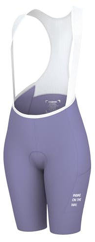 INBIKE Radlerhose Damen Gepolstert mit Tasche Kurz Sommer Sport Fahrradhose Radhose Sitzpolster Fahrrad Trägerhose Hose Rennrad Radsport Bib Shorts Lila L