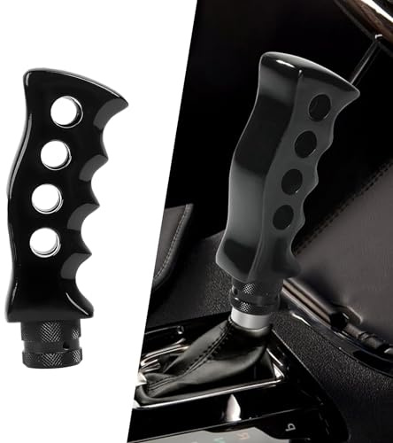 gunroil 1 Pack Manual Car Gear Shift Knob with Adapter, Waterproof Durable Metal Vehicle Transmission Spanner with Screws, Universal Automotive Shifter Accessories for Truck SUV Car (Black)