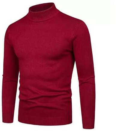 JIANROU Pull Col Roulé À Manches Longues pour Homme, Tricoté Sous Pull Col Cheminée, Maille Fine Cachemire