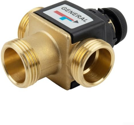 Válvula mezcladora termostática de 3 vías, válvula mezcladora termostática de latón, para aparatos domésticos de agua caliente o calefacción por suelo radiante, alto flujo y buen rendimiento (DN20)