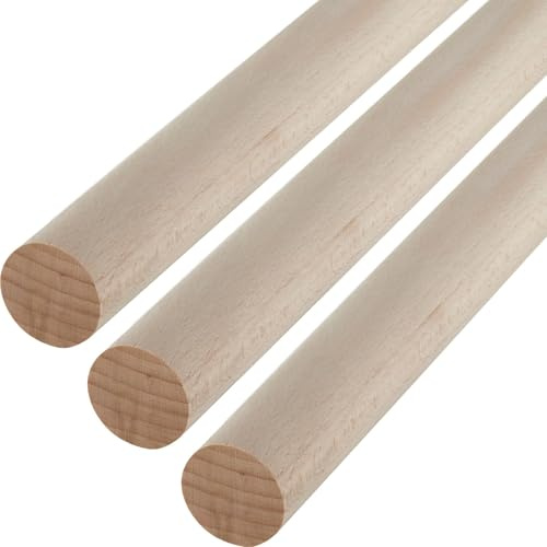 3 pezzi SOTECH bastoni rotondi di faggio lisci Ø30 x 800 mm bastoni rotondi di legno per l'artigianato o come appendiabiti