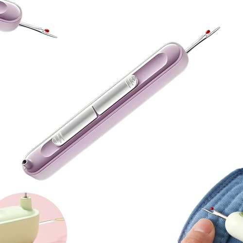 Enhebrador de agujas 2 en 1, descosedor de agujas y enhebrador de agujas 2 en 1, 2025 nuevos descosedores elásticos para coser a mano, tejer, manualidades y suministros de acolchado. (Púrpura)